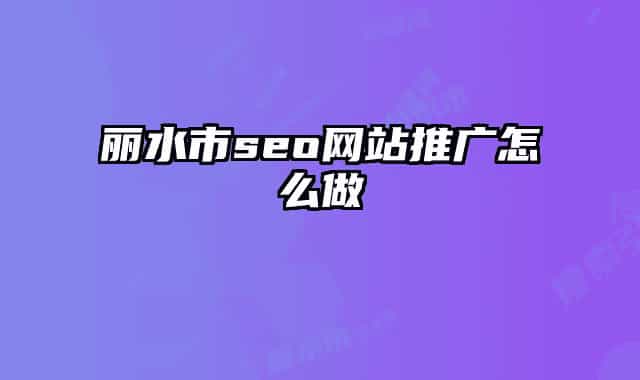 丽水市seo网站推广怎么做