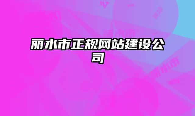 丽水市正规网站建设公司