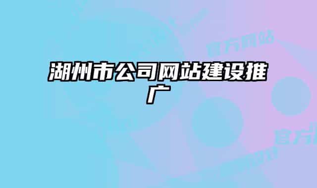 湖州市公司网站建设推广