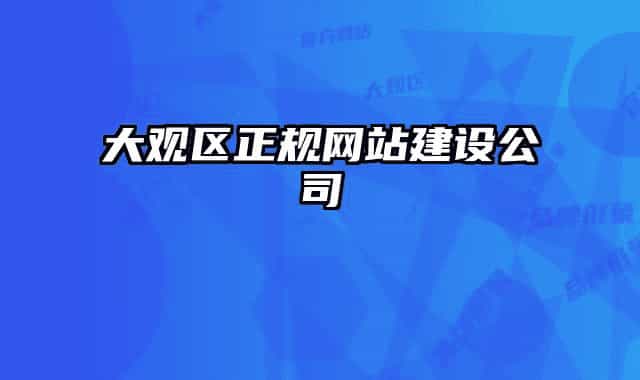 大观区正规网站建设公司