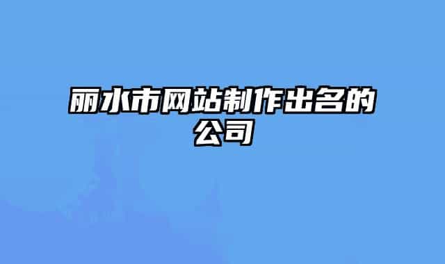 丽水市网站制作出名的公司