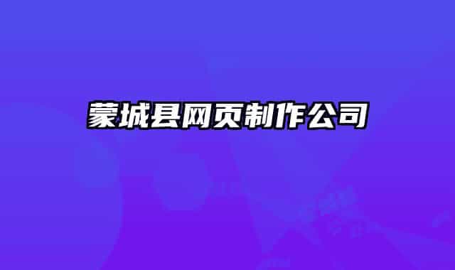 蒙城县网页制作公司