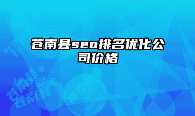 苍南县seo排名优化公司价格