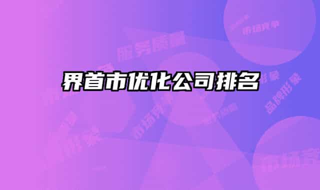 界首市优化公司排名