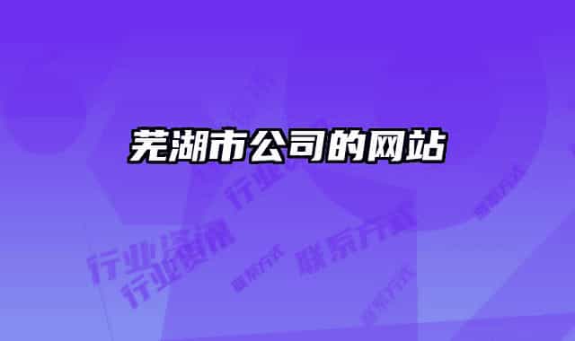 芜湖市公司的网站