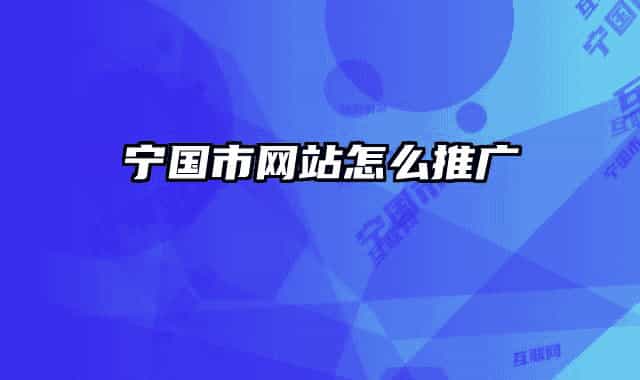 宁国市网站怎么推广