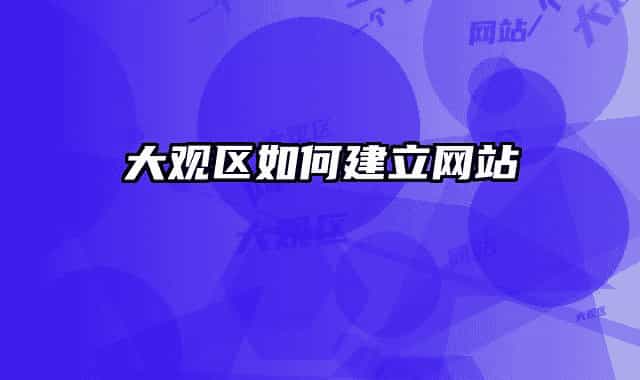 大观区如何建立网站
