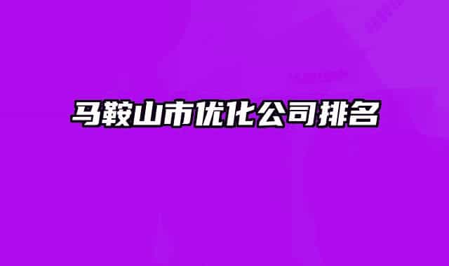 马鞍山市优化公司排名