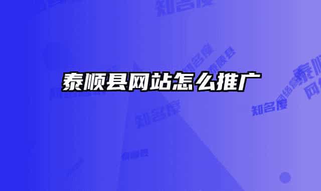 泰顺县网站怎么推广