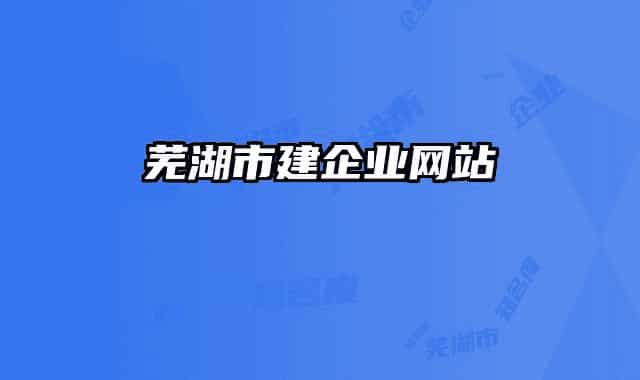 芜湖市建企业网站