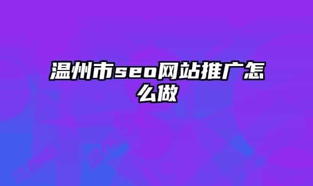 温州市seo网站推广怎么做