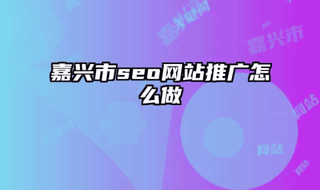 嘉兴市seo网站推广怎么做