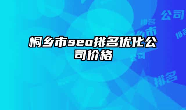 桐乡市seo排名优化公司价格