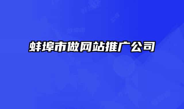 蚌埠市做网站推广公司