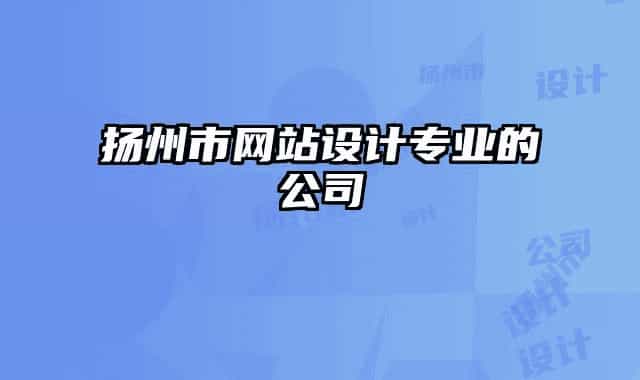 扬州市网站设计专业的公司