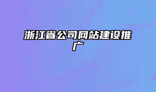 浙江省公司网站建设推广