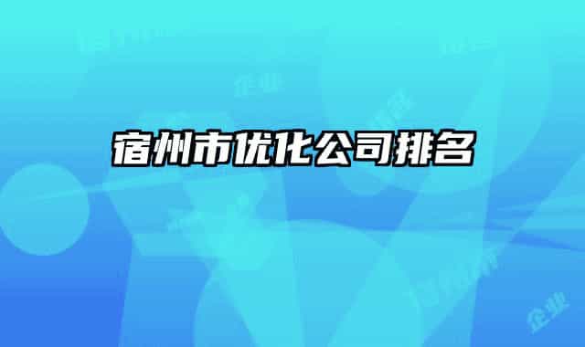 宿州市优化公司排名