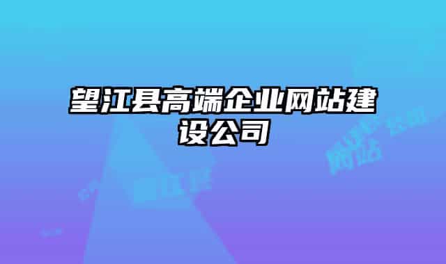 望江县高端企业网站建设公司
