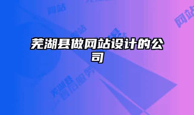 芜湖县做网站设计的公司