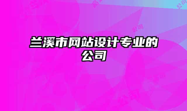 兰溪市网站设计专业的公司