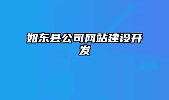 如东县公司网站建设开发