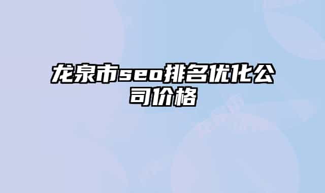 龙泉市seo排名优化公司价格