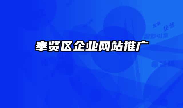 奉贤区企业网站推广