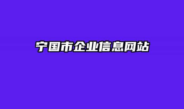 宁国市企业信息网站