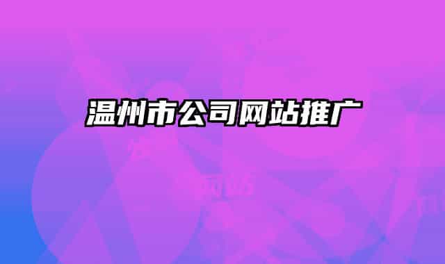 温州市公司网站推广