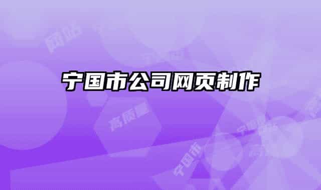 宁国市公司网页制作