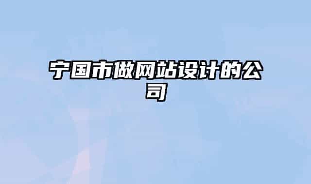 宁国市做网站设计的公司