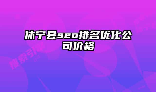 休宁县seo排名优化公司价格