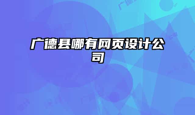 广德县哪有网页设计公司