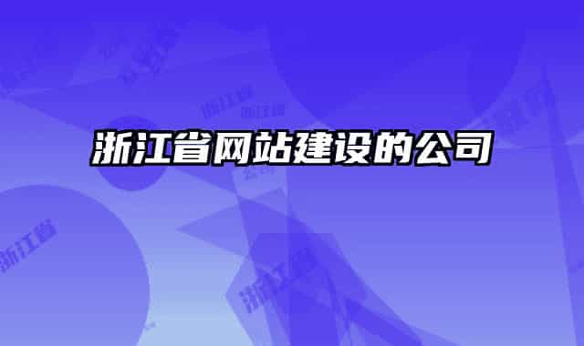 浙江省网站建设的公司