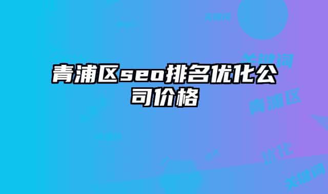 青浦区seo排名优化公司价格