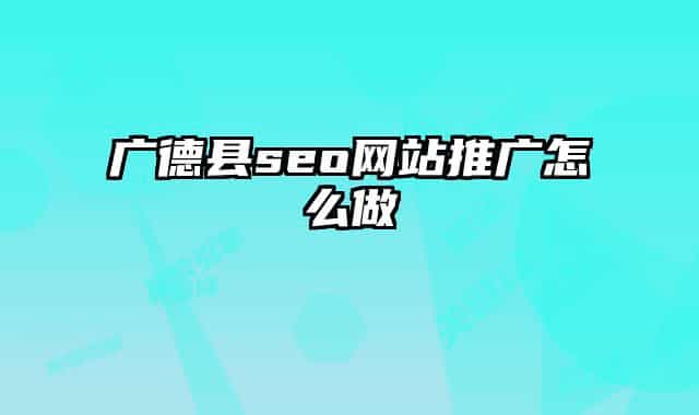 广德县seo网站推广怎么做
