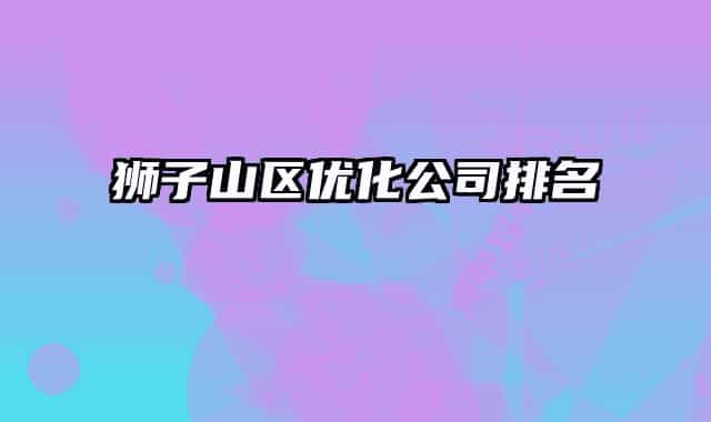 狮子山区优化公司排名