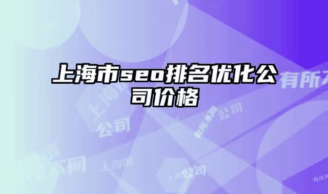 上海市seo排名优化公司价格