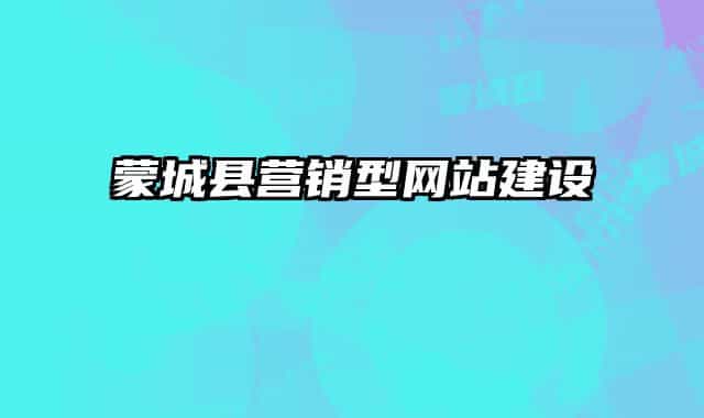 蒙城县营销型网站建设