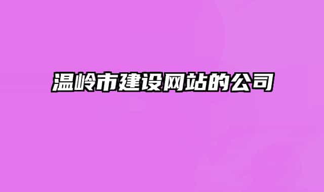 温岭市建设网站的公司