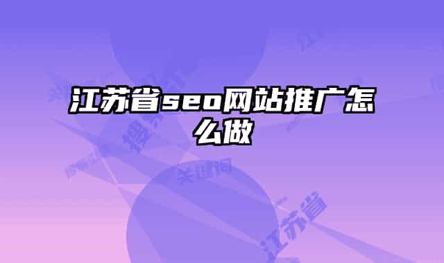 江苏省seo网站推广怎么做