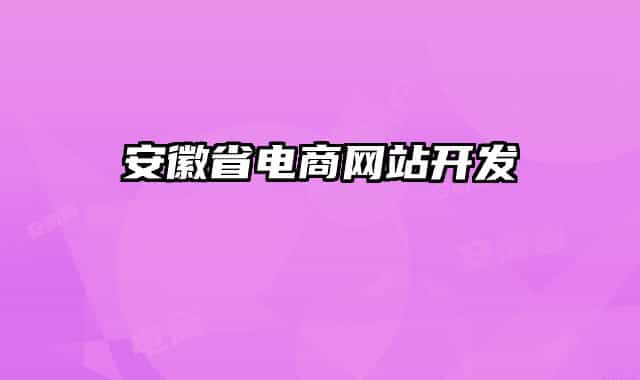 安徽省电商网站开发