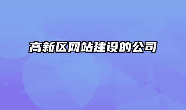 高新区网站建设的公司
