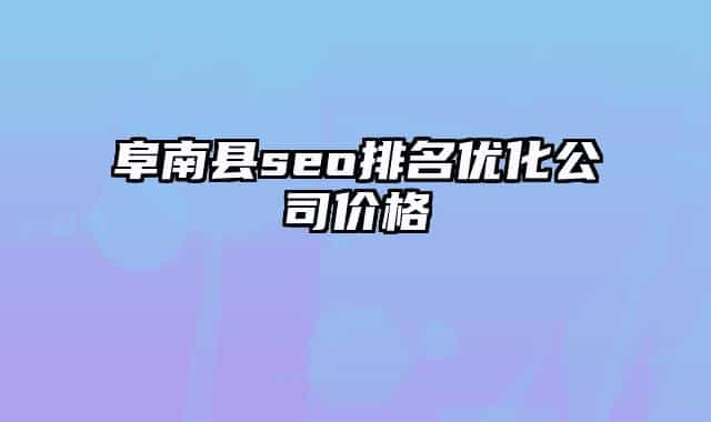 阜南县seo排名优化公司价格