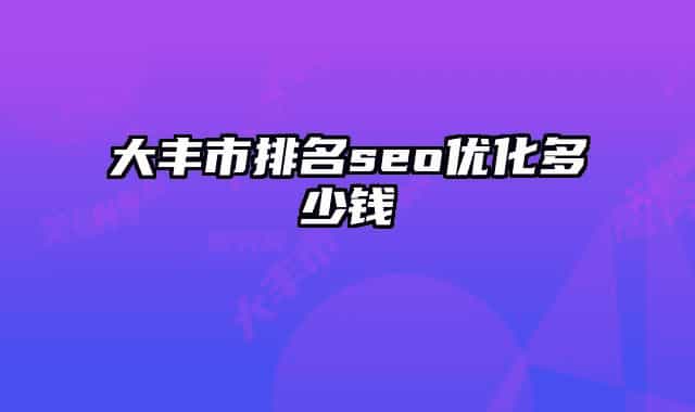 大丰市排名seo优化多少钱