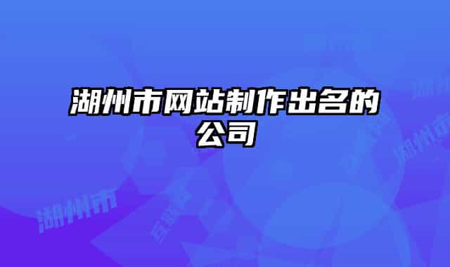 湖州市网站制作出名的公司
