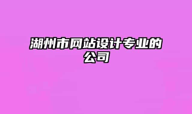 湖州市网站设计专业的公司