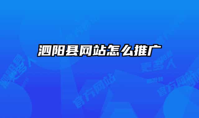 泗阳县网站怎么推广