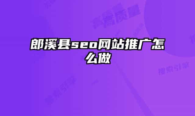 郎溪县seo网站推广怎么做