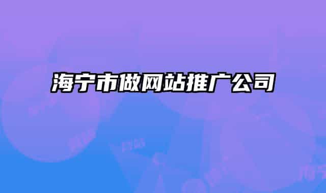 海宁市做网站推广公司